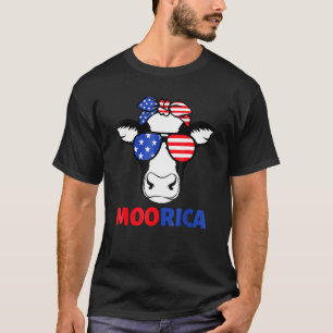 Moorica 4th Of July Patriotic Cow Independence Da T-Shirt