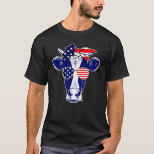 Moorica American Cow Farmer Happy 4th Of July T-Shirt
