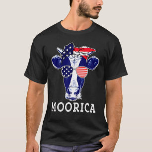 Moorica American Cow Farmer Happy 4th Of July T-Shirt