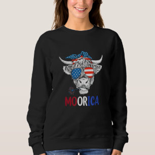 Moorica Highland Cow 4th Of July Design Usa Patrio Sweatshirt