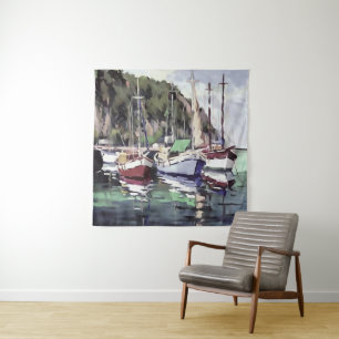Mooring At Turunc Gulet Sailboat Acrylic Art Tapestry
