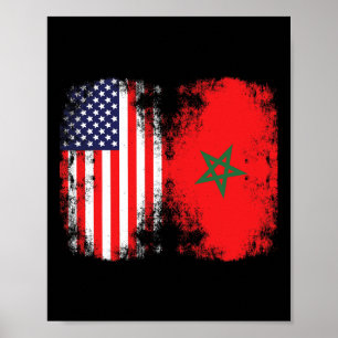 Moorish American Morocco Flag Moroccan Soccer Supp Poster