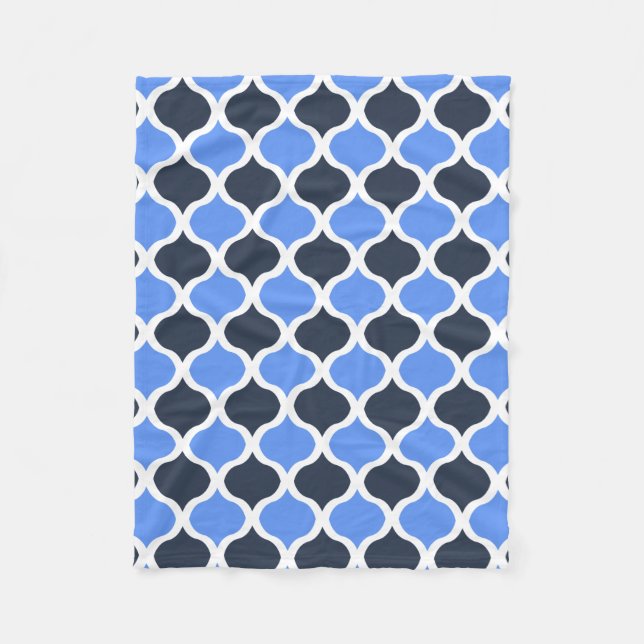 Moorish Arabesque (Cornflower and Black) Fleece Blanket (Front)