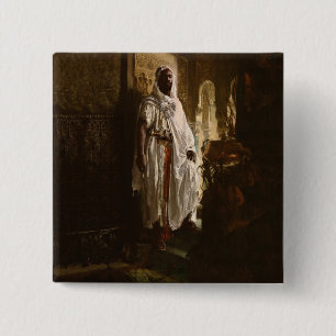 Moorish Chief African Art Painting Portrait 15 Cm Square Badge
