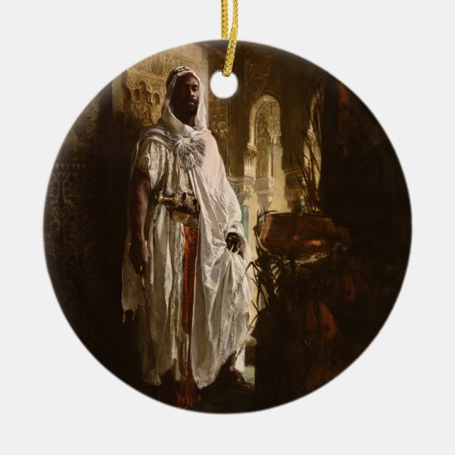 Moorish Chief African Art Painting Portrait Ceramic Ornament (Front)
