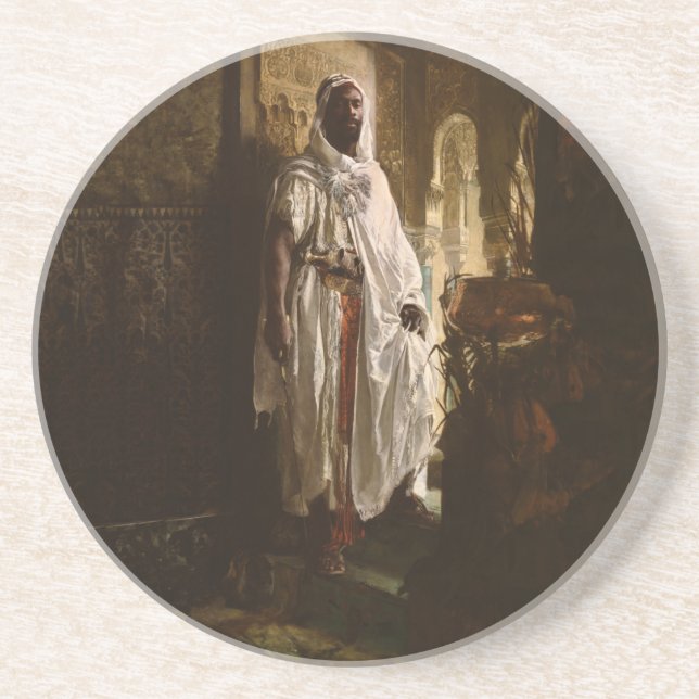Moorish Chief African Art Painting Portrait Coaster (Front)
