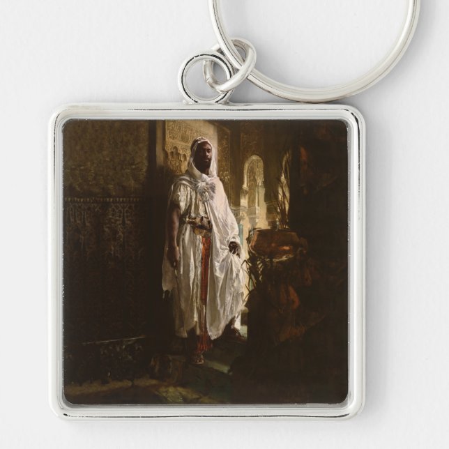 Moorish Chief African Art Painting Portrait Key Ring (Front)