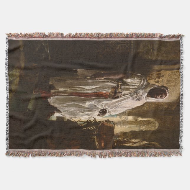 Moorish Chief African Art Painting Portrait Throw Blanket (Front)