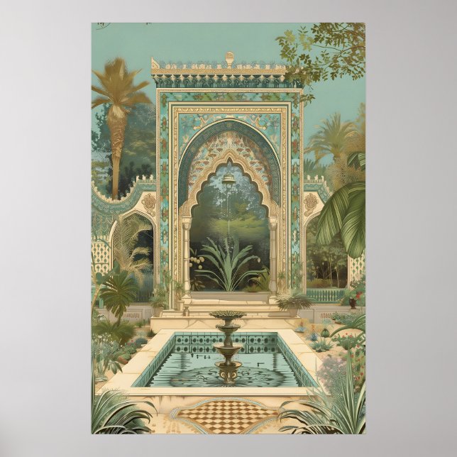 Moorish Garden Fountain Print Islamic Architecture (Front)
