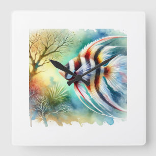 Moorish Idol 170724AREF151 - Watercolor Square Wall Clock