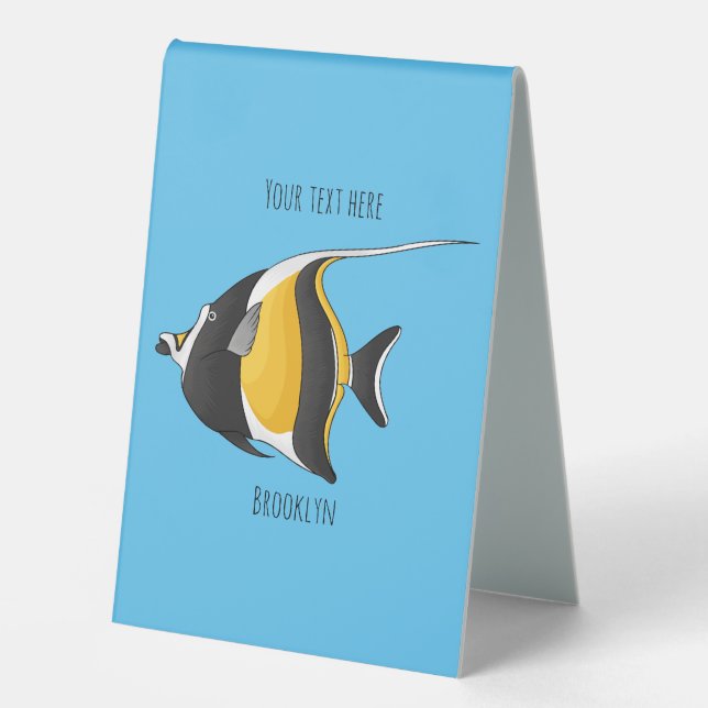 Moorish idol fish cartoon illustration (Front)