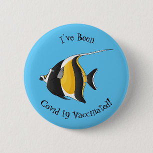 Moorish idol fish cartoon illustration 6 cm round badge
