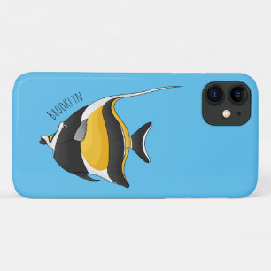 Moorish idol fish cartoon illustration iPhone 11 case