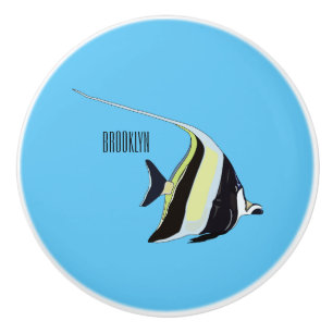 Moorish idol fish cartoon illustration ceramic knob