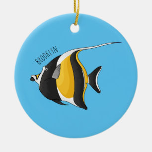 Moorish idol fish cartoon illustration ceramic ornament