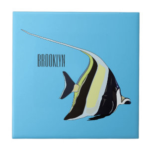 Moorish idol fish cartoon illustration ceramic tile