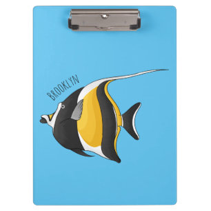 Moorish idol fish cartoon illustration clipboard