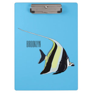 Moorish idol fish cartoon illustration clipboard