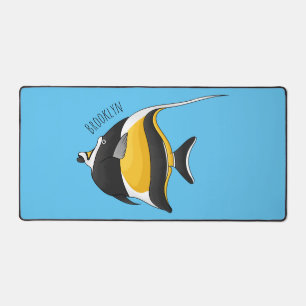 Moorish idol fish cartoon illustration desk mat