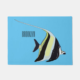 Moorish idol fish cartoon illustration doormat