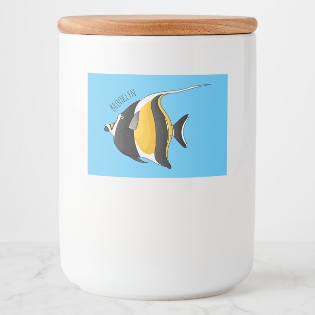 Moorish idol fish cartoon illustration  food label (Front)