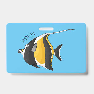 Moorish idol fish cartoon illustration ID badge