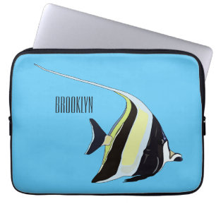 Moorish idol fish cartoon illustration laptop sleeve
