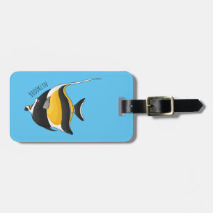 Moorish idol fish cartoon illustration luggage tag