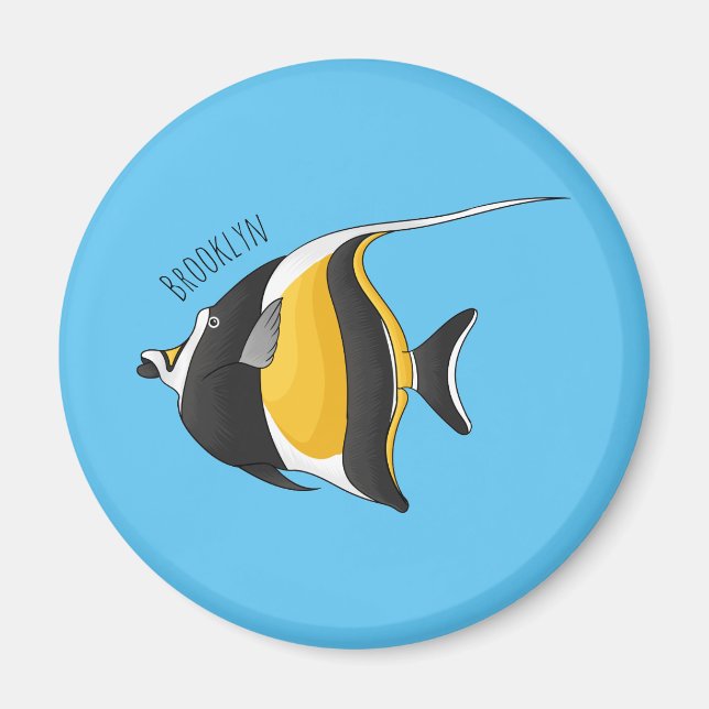 Moorish idol fish cartoon illustration  magnet (Front)