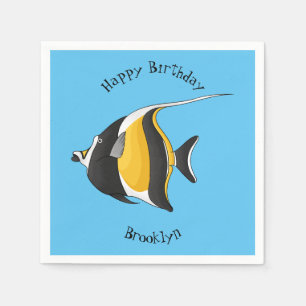 Moorish idol fish cartoon illustration napkin