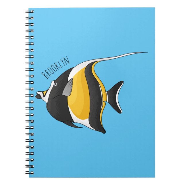 Moorish idol fish cartoon illustration notebook (Front)