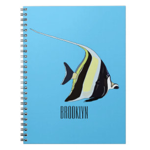 Moorish idol fish cartoon illustration notebook