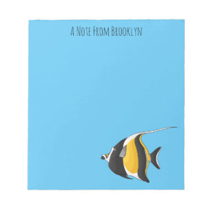 Moorish idol fish cartoon illustration notepad