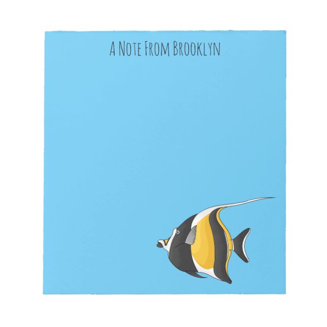 Moorish idol fish cartoon illustration  notepad (Front)