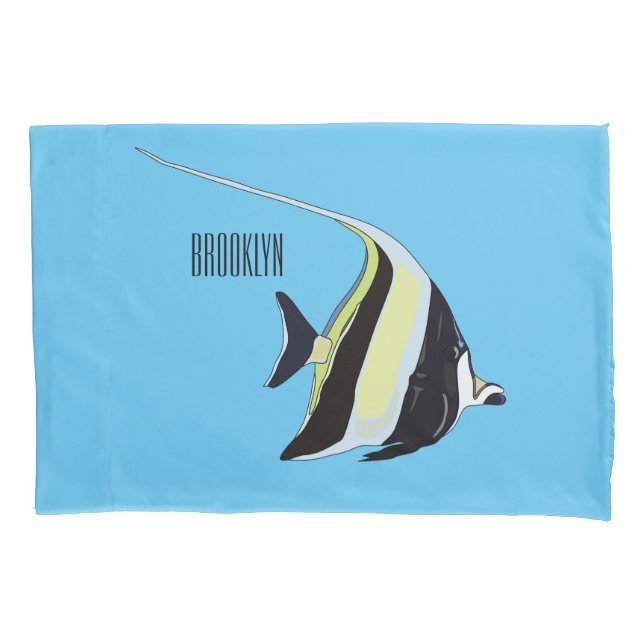 Moorish idol fish cartoon illustration pillowcase (Front)