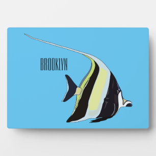 Moorish idol fish cartoon illustration plaque