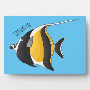 Moorish idol fish cartoon illustration plaque