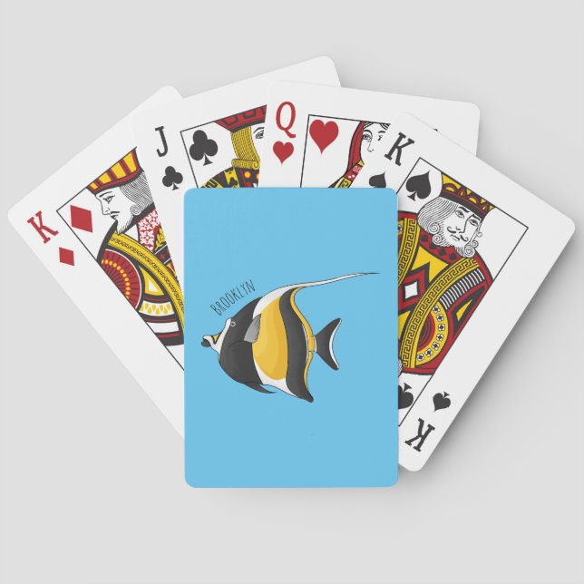 Moorish idol fish cartoon illustration  playing cards (Back)