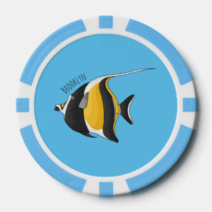 Moorish idol fish cartoon illustration poker chips