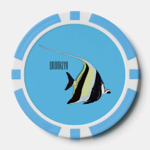 Moorish idol fish cartoon illustration poker chips