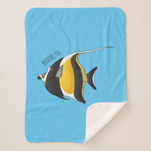 Moorish idol fish cartoon illustration sherpa blanket