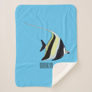 Moorish idol fish cartoon illustration sherpa blanket