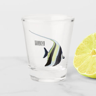 Moorish idol fish cartoon illustration shot glass