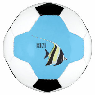 Moorish idol fish cartoon illustration soccer ball