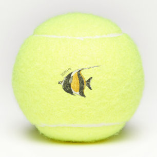 Moorish idol fish cartoon illustration tennis balls