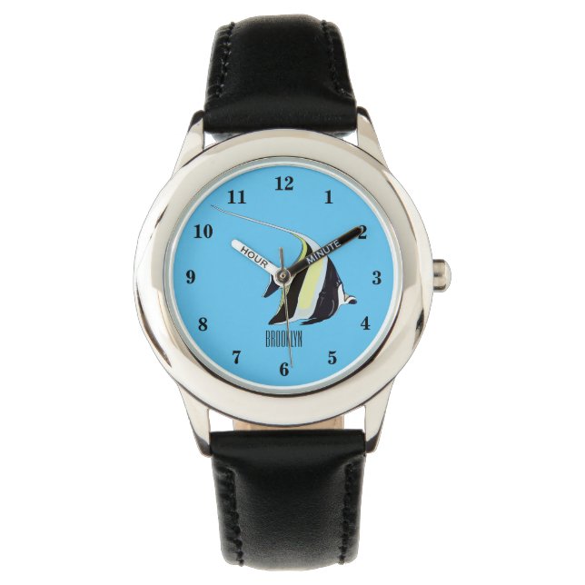 Moorish idol fish cartoon illustration watch (Front)