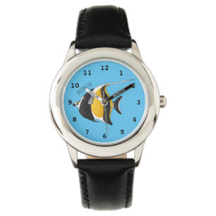 Moorish idol fish cartoon illustration watch