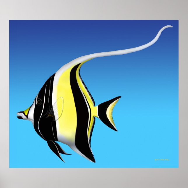 Moorish Idol Fish Deep Blue Poster (Front)