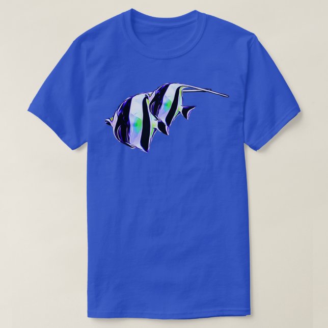 Moorish Idol pair Saltwater reef aquarium fish tan T-Shirt (Design Front)
