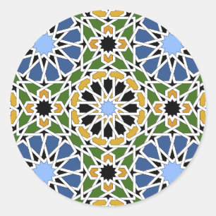 Moorish tile classic round sticker